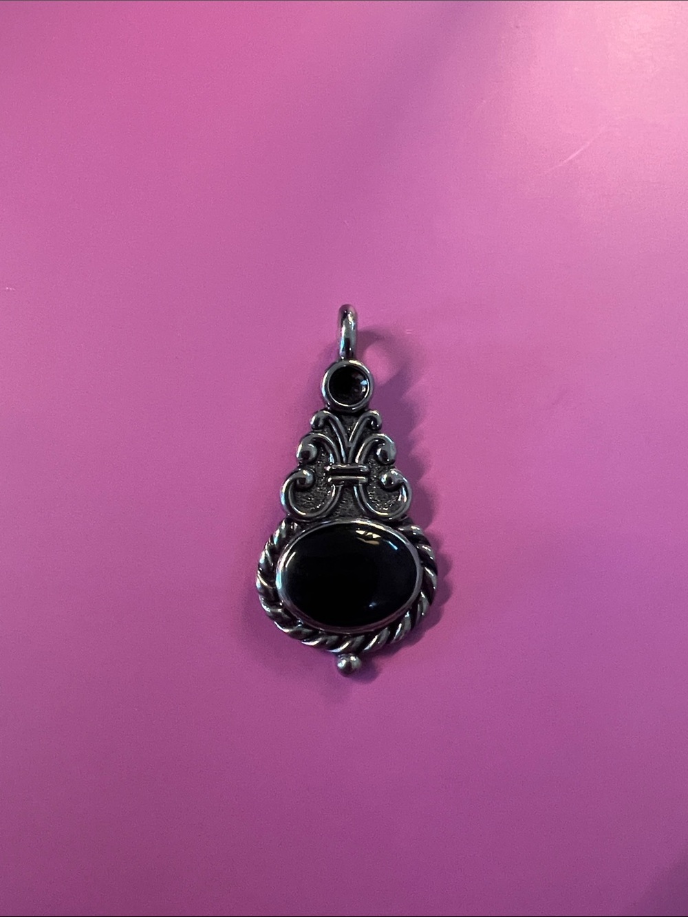 Avon- Glossy black stone Silver Pendant